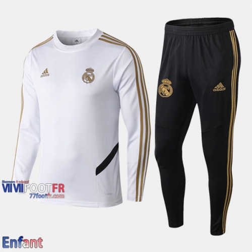 Promo: Ensemble Survetement Real Madrid Enfant Blanc 2019/2020 Nouveau