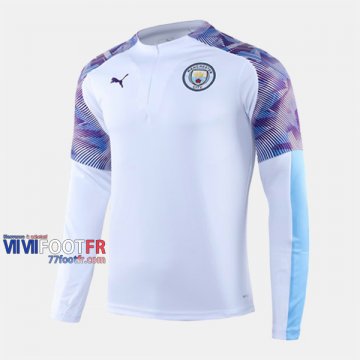 Nouveau Classique Sweatshirt Foot Manchester City Blanc Pourpre 2019-2020