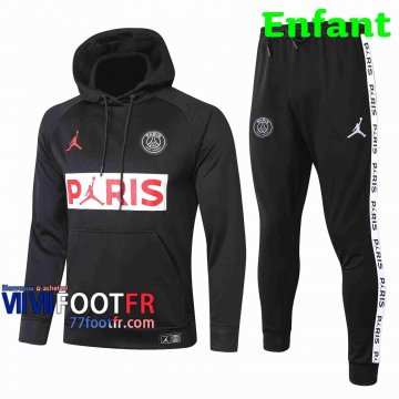 Survetement Foot PSG Sweat a Capuche Enfant - Veste noir 2020 2021 rouge et blanc Paris