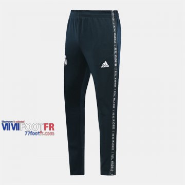 Promo: Le Nouveau Pantalon Entrainement Foot Real Madrid Coton Bleu Fonce/Blanc 2019/2020