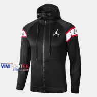 Boutique Veste Foot PSG Paris Avec Capuche Jordan Noir/Blanc 2019/2020 Nouveau Promo