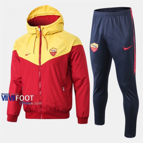 A++ Qualité Ensemble Veste Coupe-Vent Survetement Foot AS Rome Rouge Thailande 2019-2020 Nouveau