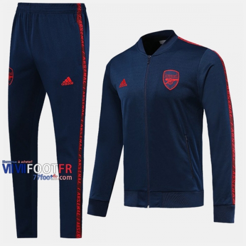 Promotion Ensemble Veste Survetement Foot Arsenal FC Bleu Fonce Thailande 2019 2020 Nouveau