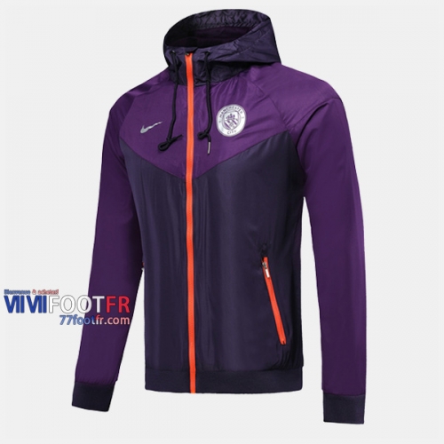 Magasins Veste Foot Manchester City Avec Capuche Pourpre 2019/2020 Nouveau Promo