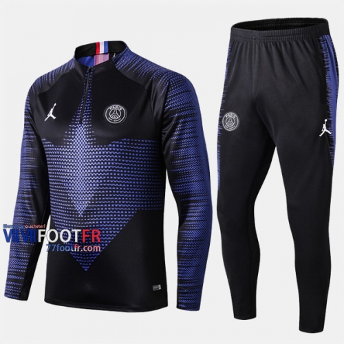 Promo Ensemble Survetement Foot PSG Paris Saint Germain Jordan Bleu/Noir Thai 2019/2020 Nouveau