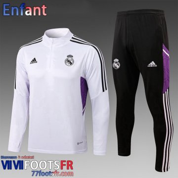 KIT: Survetement de Foot Real Madrid Blanc Enfant 2022 2023 TK457