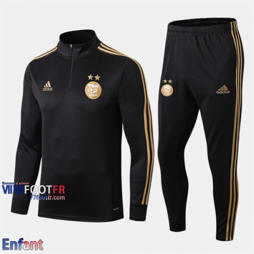 Promo: Ensemble Veste Survetement Algerie Enfant Foot Noir 2019/2020 Thailande