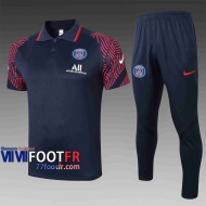 Polo de foot PSG 2020 2021 bleu marin - rouge C492#