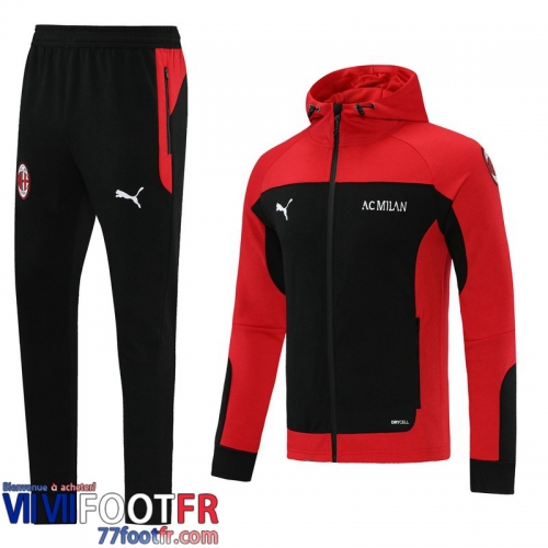 Veste Foot - Sweat a Capuche AC Milan rouge 21-22 JK36