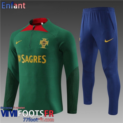 KIT: Survetement de Foot + Pantalon Portugal vert Enfant 2023 2024 TK657