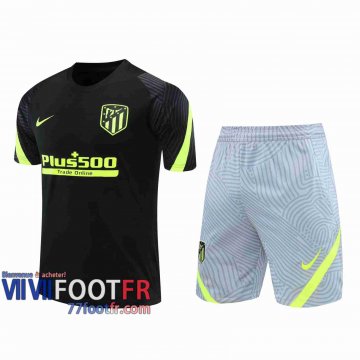 77footfr Survetement Foot T-shirt Atletico Madrid noir 2020 2021 TT99