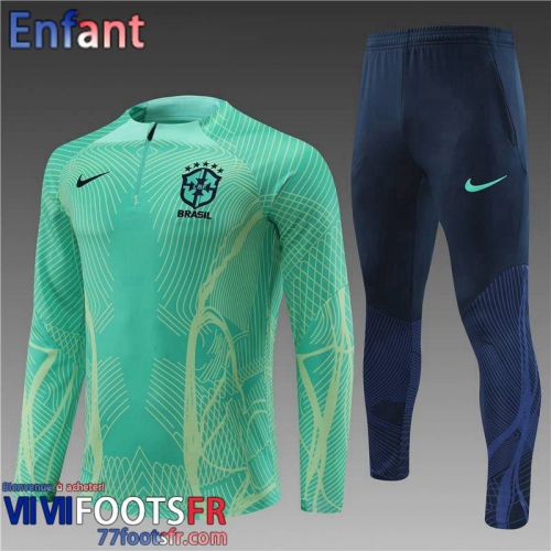 KIT: Survetement de Foot Bresil vert Enfant 2022 2023 TK401